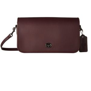 COACH Turnlock Oxblood Leather Crossbody Handbag